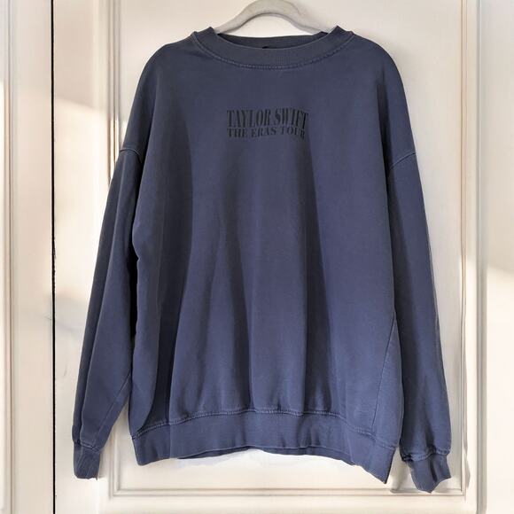 Taylor Swift Tops - TAYLOR SWIFT Eras Tour Official Merch Oversized Sweatshirt in Gray Blue Size L